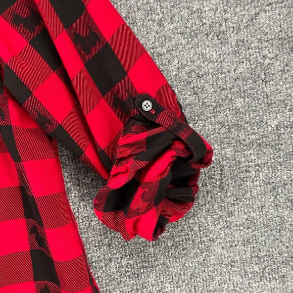 Talbots Shirt Womens PL Petite Black Red Check Yorkie Dog Button Up Comfy Casual - Picture 3 of 8